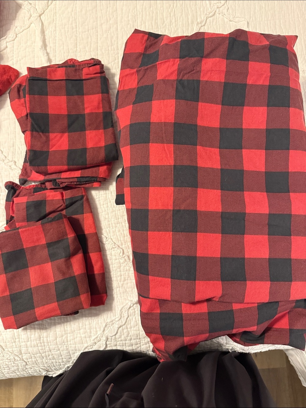 Eddie Bauer Red and Black Buffalo Plaid Kids Pajama Set